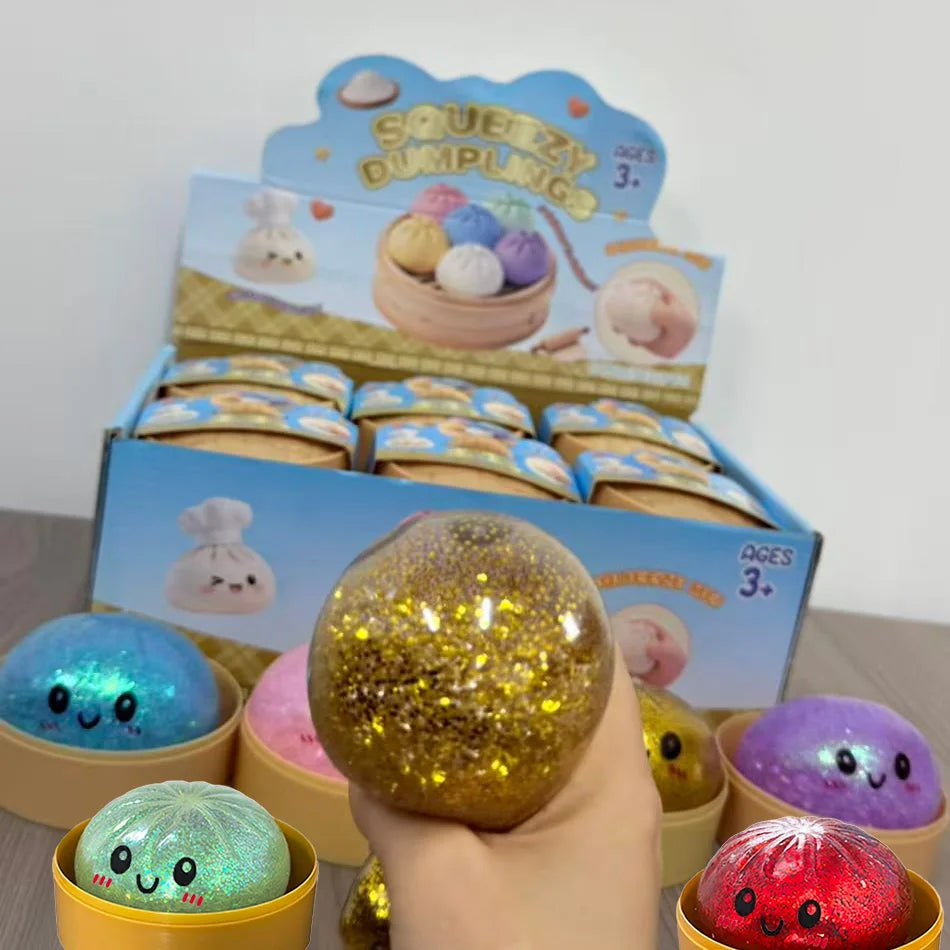 Glitzer-Dumpling Squishy Anti-Stress – Set mit 1 bis 12 Stück