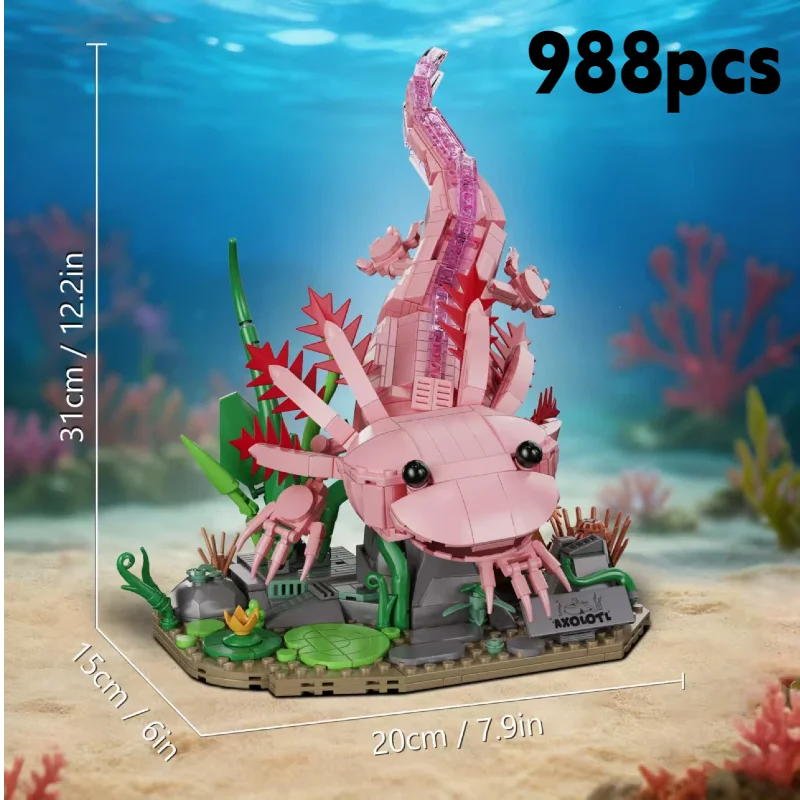 Mon Bubu Kawaii Blocs de construction Axolotl ABS 998 pièces compatible Lego modèle à assembler décoration…