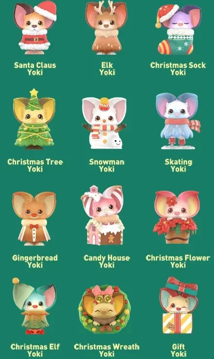POP MAR Yoki série de noël boîte aveugle jouets boîte aveugle jouets boîte mystère mystère Caixa figurine d'action…