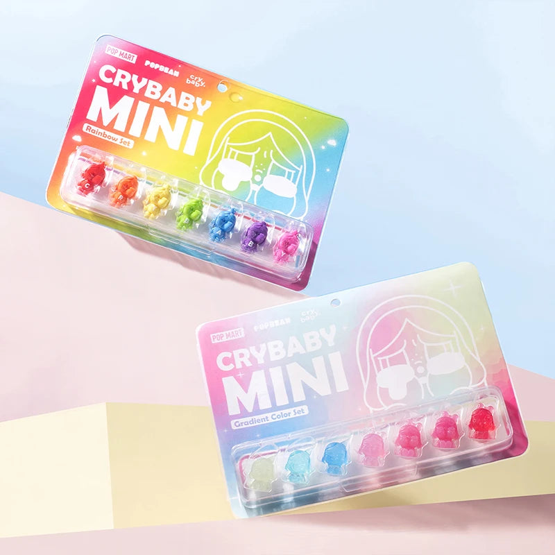 POP MART POP BEAN CRYBABY MINI FIGURE - Ensemble arc-en-ciel / Ensemble de couleurs dégradées