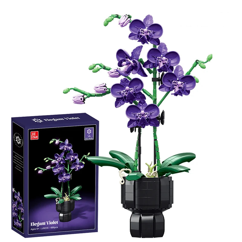 Topfblumen-Bausteine, kreative Orchidee, Cymbidium, ewige Blumen, Simulations-Phalaenopsis, DIY-Ziegel, Spielzeug, Valentinstagsgeschenk