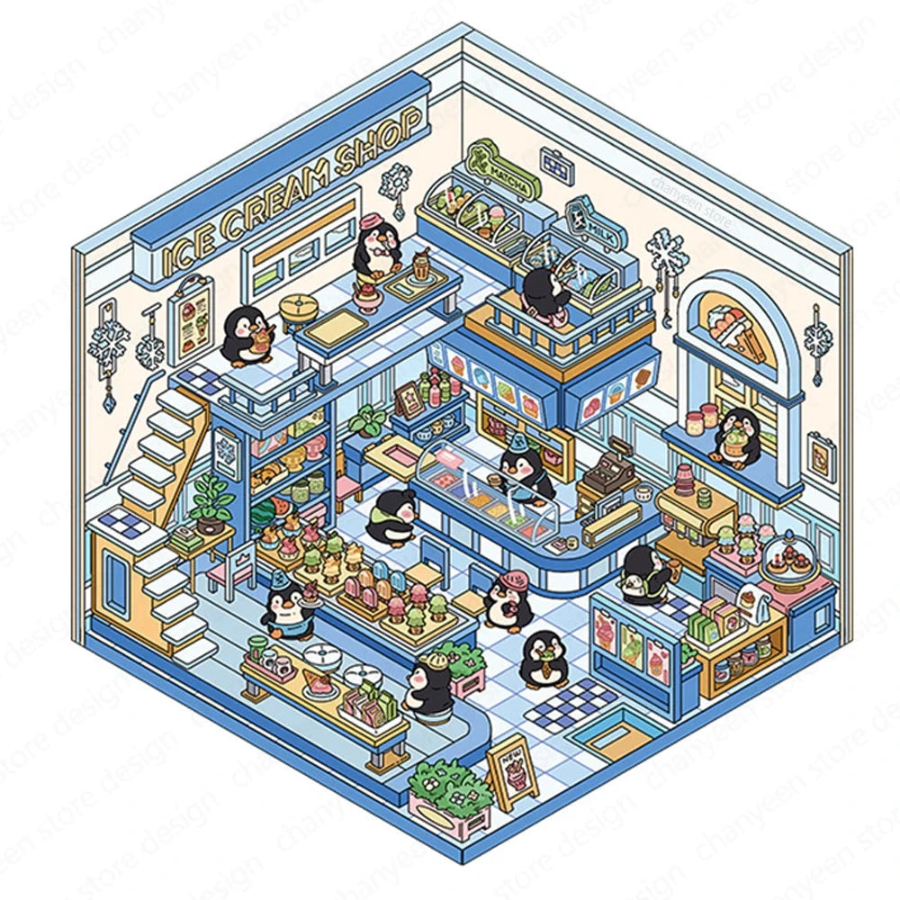 Autocollants d'aménagement paysager 3D Kawaii, scène Miniature de dessin animé, empilage visuel, autocollants tridimensionnels, cadeau de noël pour enfants