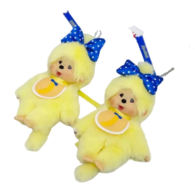 Monchhichi 15cm Bananen-Serie Gelber Plüsch Weiches Plüschtier Schlüsselanhänger Paar Anhänger Taschenzubehör Dekoratives Geschenk Replik