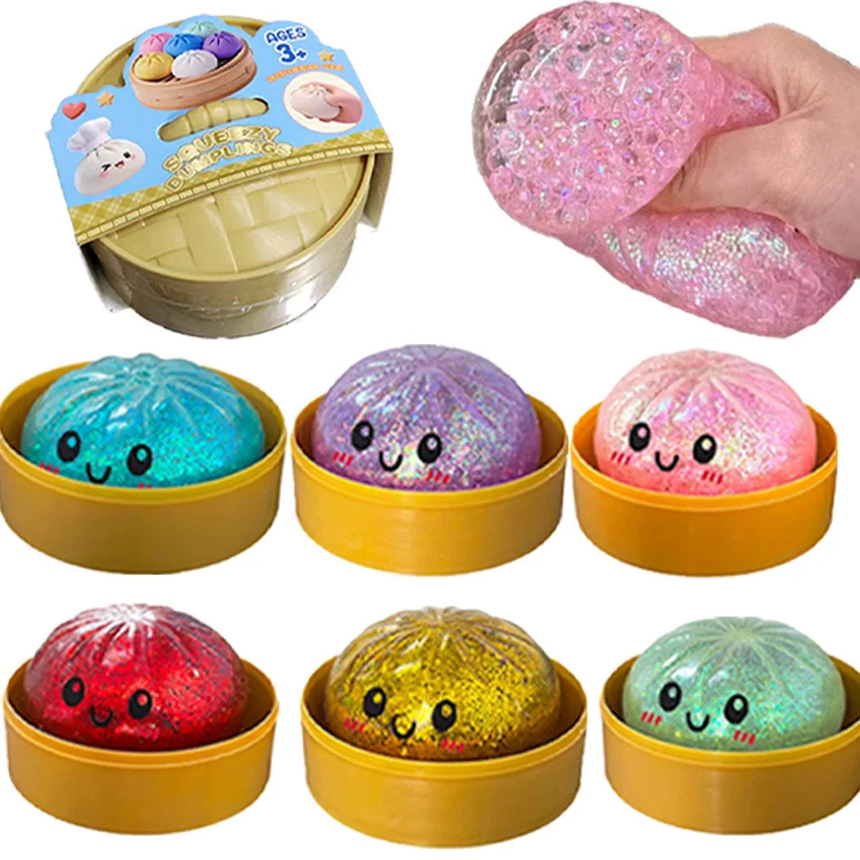 Glitzer-Dumpling Squishy Anti-Stress – Set mit 1 bis 12 Stück