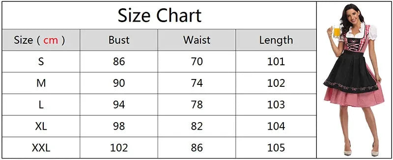 Adulte femmes Oktoberfest Dirndl carnaval fête traditionnelle allemande bavière bière fille robe femme de chambre Costume robe + tablier tenue