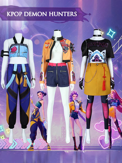 Rumi Cosplay Costume d'Halloween K-Pop chasseurs de démons Zoey Mira personnage Costume de jeu de rôle majeur impressions 3D pour la performance sur scène