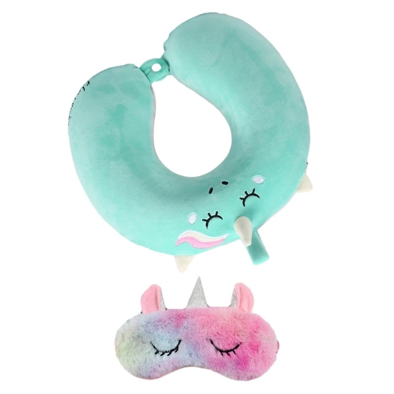 Oreiller avec masque pour les yeux, coussin tête cou, licorne, vol d'affaires, livraison directe