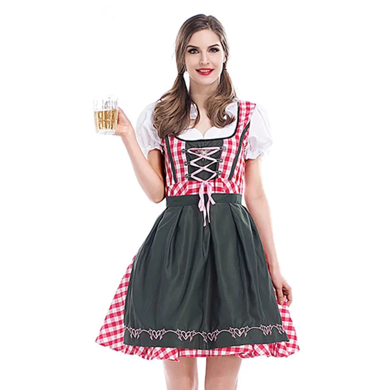 Adulte femmes Oktoberfest Dirndl carnaval fête traditionnelle allemande bavière bière fille robe femme de chambre Costume robe + tablier tenue