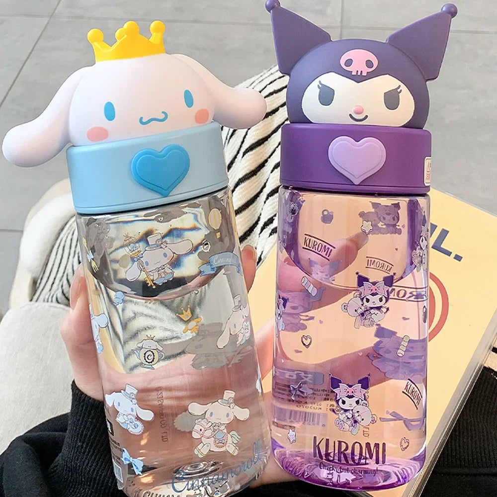 Transparente Kawaii-Trinkflasche 500ml – Hello Kitty & Friends