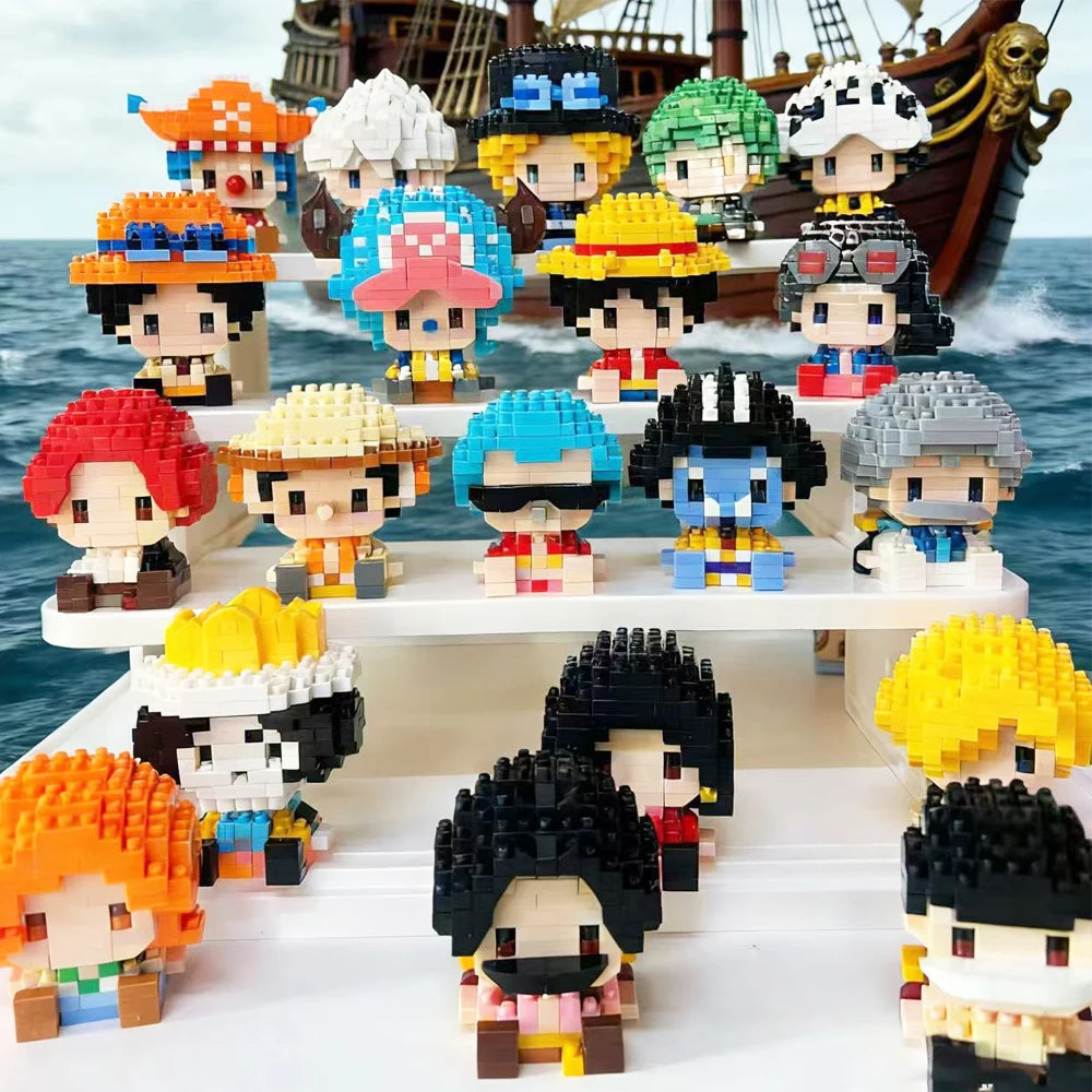 Mon Bubu Kawaii – Micro Blocs de Construction One Piece – Personnages Anime (Chopper, Zoro, Robin, Buggy)