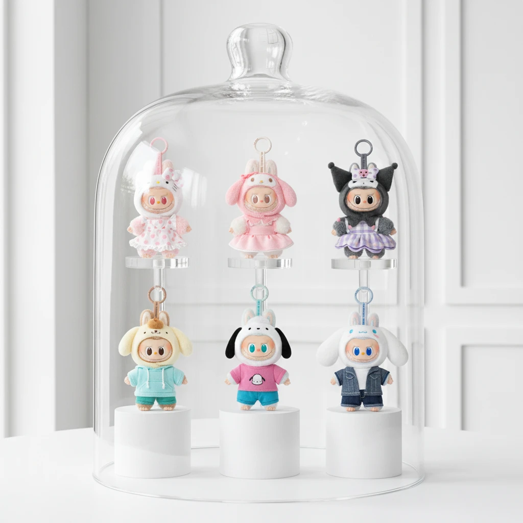 POP MART Hello Kitty Labubu Plush Keychain - Sanrio Characters Series