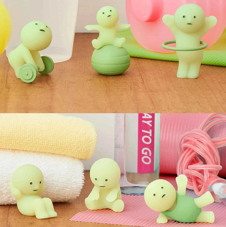 Yoga Room Series: Überraschungs-Geschenkbox mit Blind-Box-Figuren und mehreren nachtleuchtenden grünen Puppen als Deko-Spielzeug