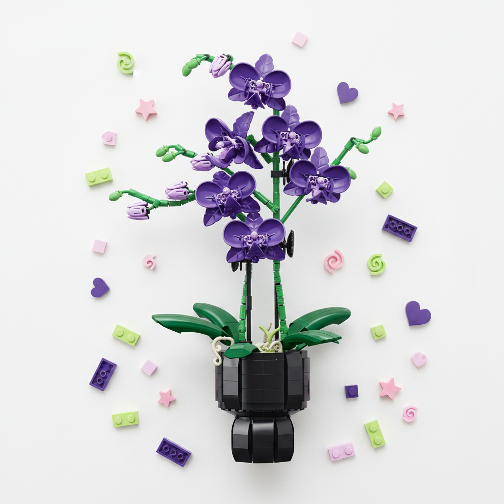Topfblumen-Bausteine, kreative Orchidee, Cymbidium, ewige Blumen, Simulations-Phalaenopsis, DIY-Ziegel, Spielzeug, Valentinstagsgeschenk