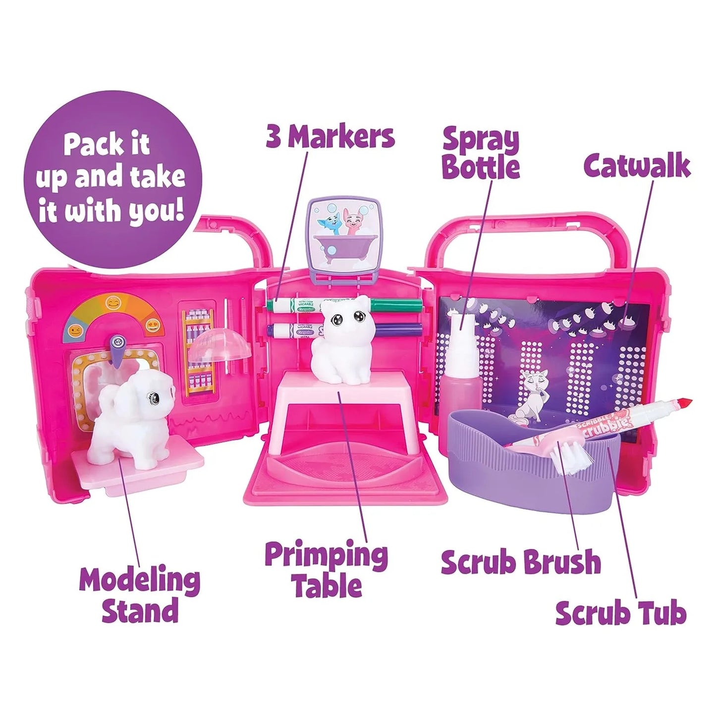 Crayola – Washimals Beauty Salon Mallette avec Animaux à Colorier