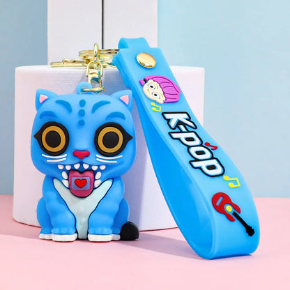 Porte-clés Anime Kpop Demon Hunter, figurine en vinyle Demon Slayer pour sac de voiture, breloque de poupée mignonne, cadeau de collection pour les Fans d'anime