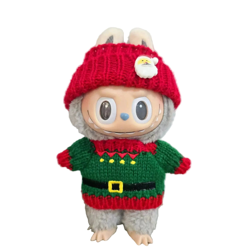 Labubu Puppenkleidung 15-17 cm Weihnachtsmütze Schal