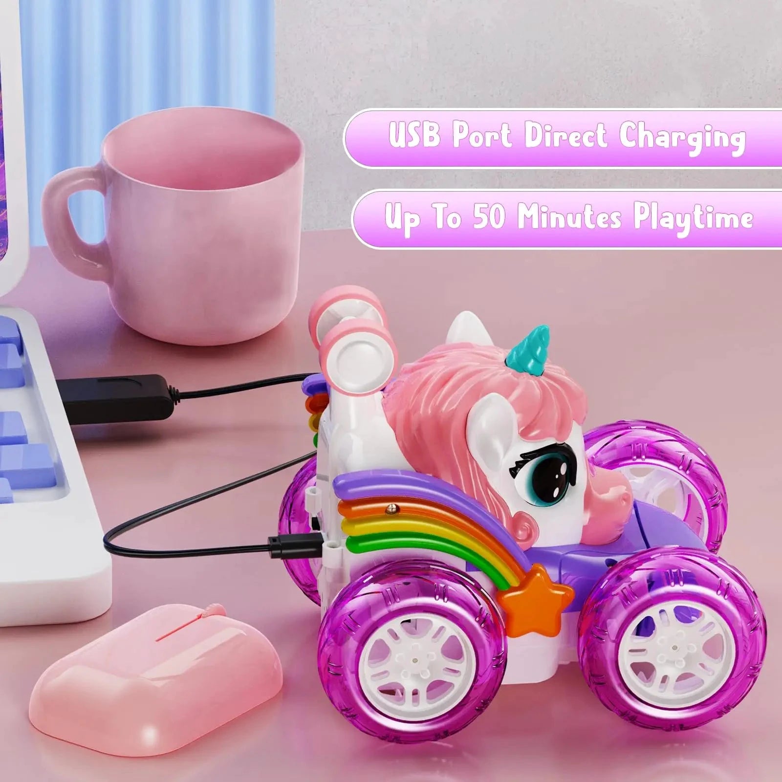 Unicorn Light-Up Remote Control Car Cartoon
