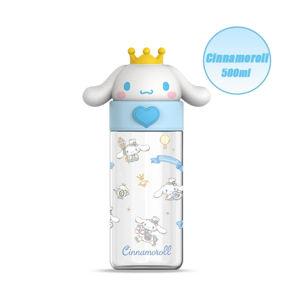 Transparente Kawaii-Trinkflasche 500ml – Hello Kitty & Friends