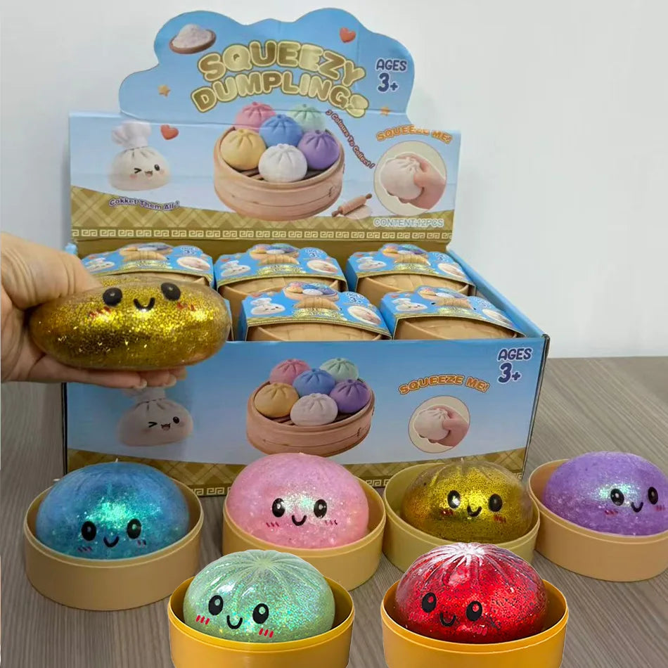 Glitzer-Dumpling Squishy Anti-Stress – Set mit 1 bis 12 Stück