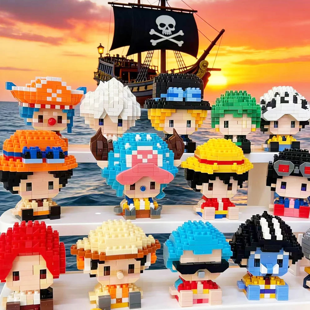 Mon Bubu Kawaii – Micro Blocs de Construction One Piece – Personnages Anime (Chopper, Zoro, Robin, Buggy)