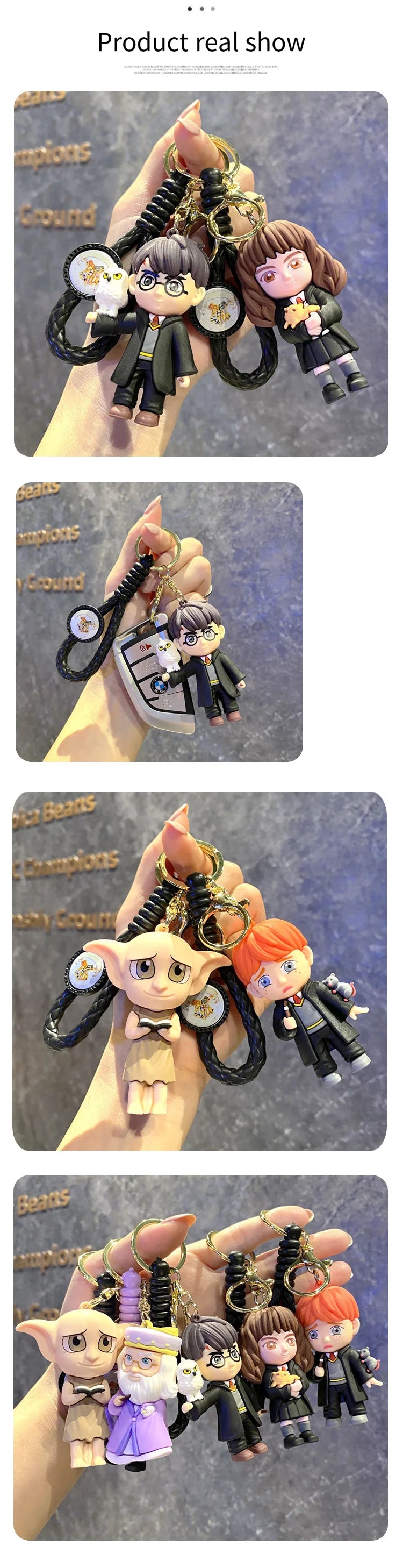 Harry Poudlard porte-clés personnage de dessin animé mignon voiture suspendu ornement sac à dos charme cadeau pour les fans enfants sac à main clés sac décoration