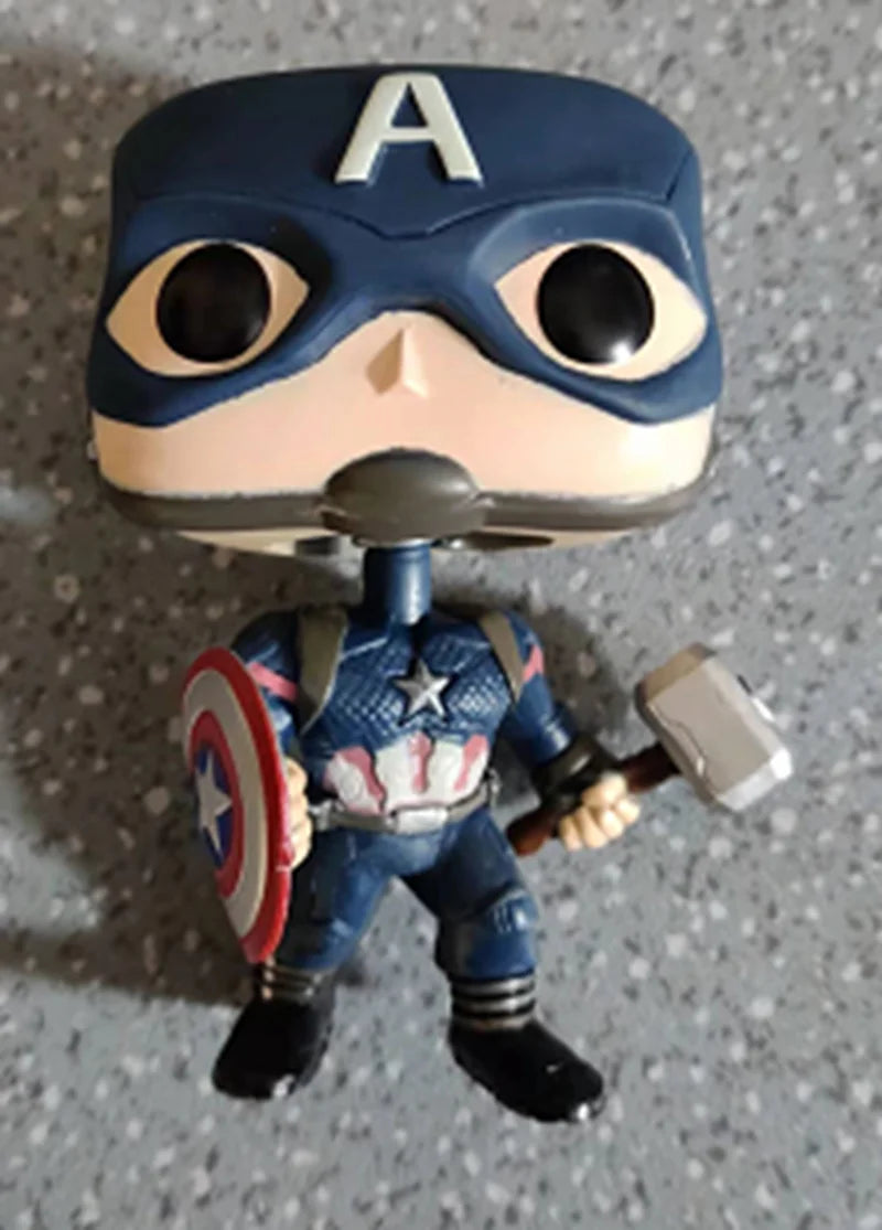FUNKO POP MARVELs Figure Jouets ENDGAME # 481 Captain America (avec Mjolnir) figurine modèle décoration poupée jouet cadeaux pour les enfants
