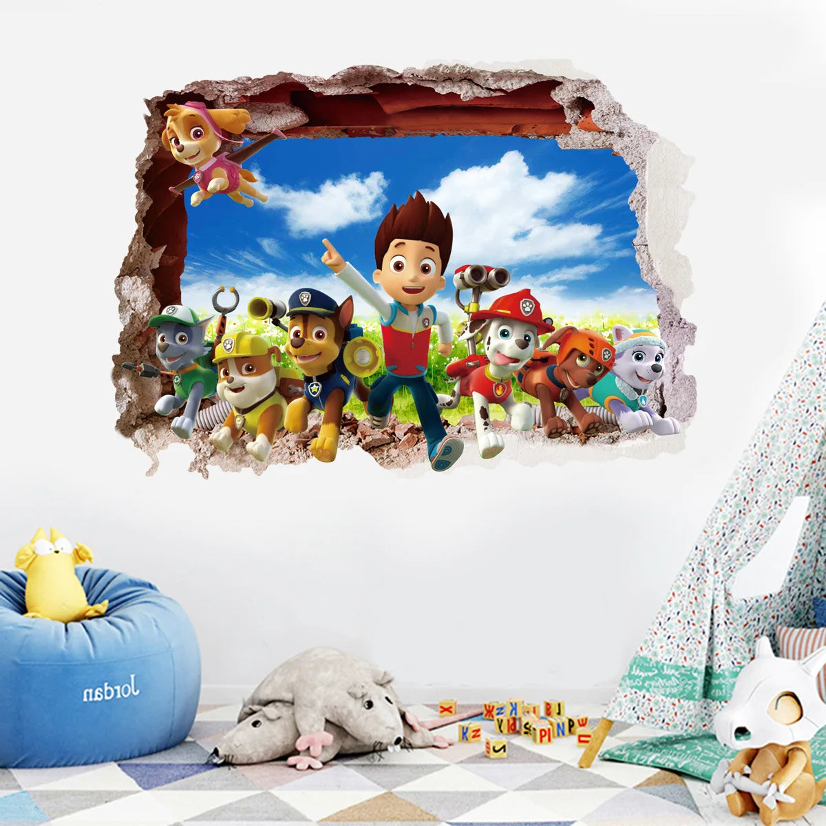 Autocollants Muraux Paw Patrol pour la Décoration de la Maison, Adhésifs Mignons, Anime Skye Chase, Graffiti Décoré, Cadeaux d'Anniversaire pour Garçon et Fille