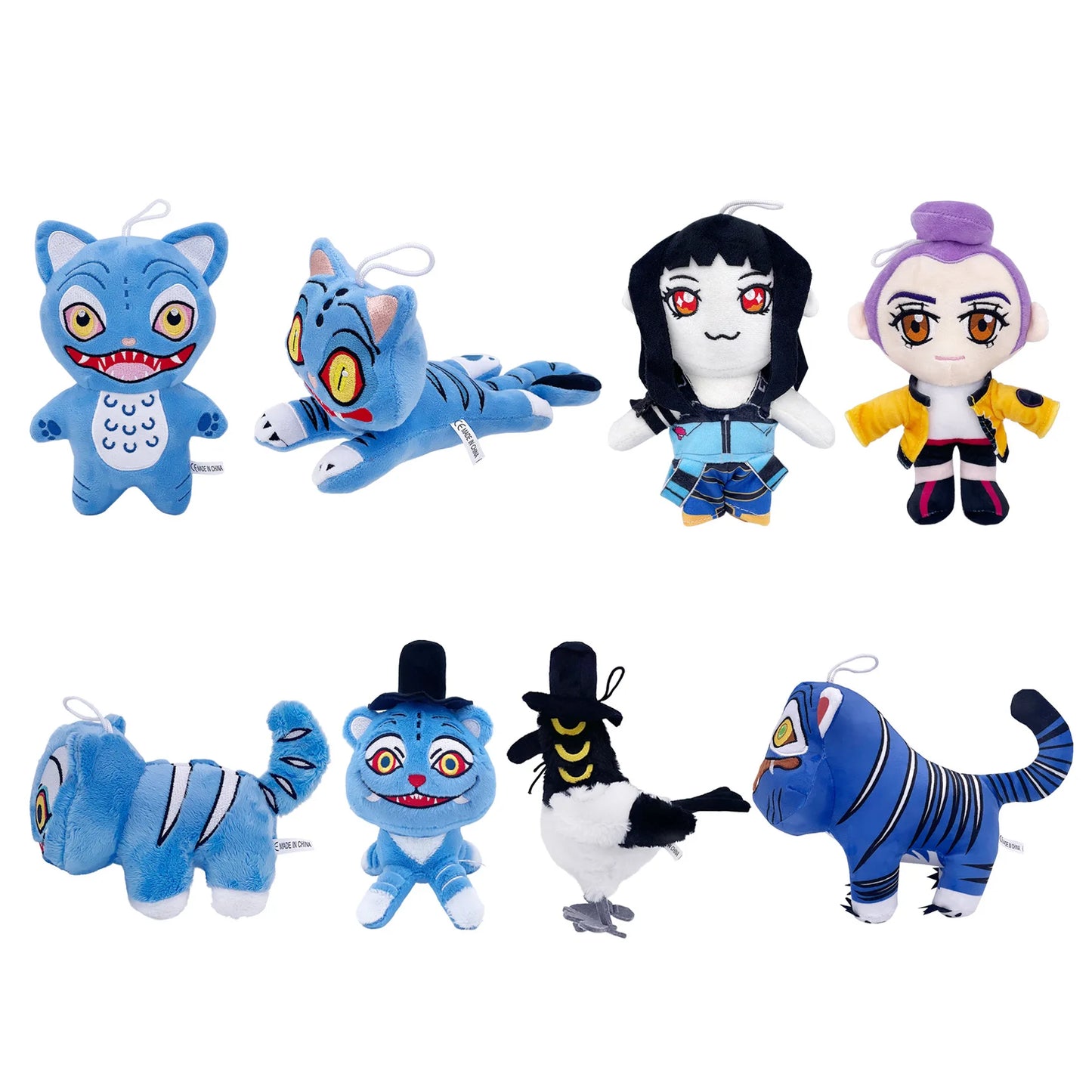 Nouveau Anime Kpop démons chasseurs en peluche mignon violet tigre noir chapeau pie monstre chasse fille groupe en peluche pour les Fans cadeaux
