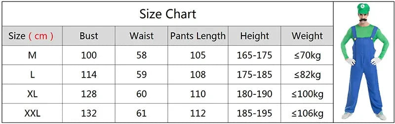 Kostüm im Super Mario-Stil – Set für Herren (Erwachsene)