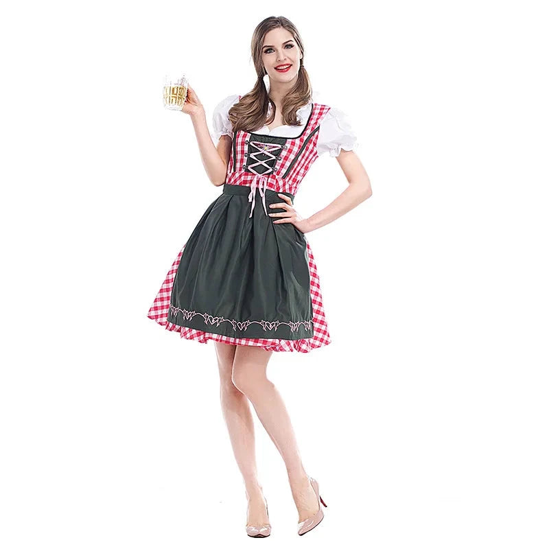 Adulte femmes Oktoberfest Dirndl carnaval fête traditionnelle allemande bavière bière fille robe femme de chambre Costume robe + tablier tenue