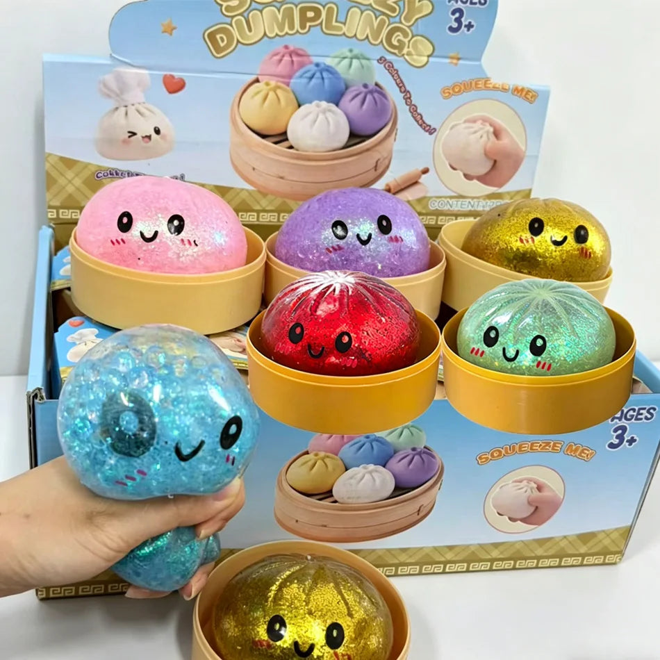 Glitzer-Dumpling Squishy Anti-Stress – Set mit 1 bis 12 Stück
