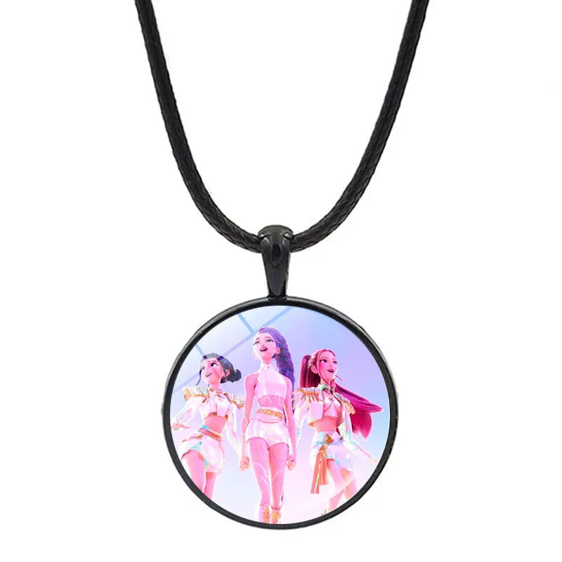K-Pop-Idol-Anime-Paarkette mit herzförmigem Anhänger „Dämon H“, modische K-Pop-Idol-Halskette, Schmuck, Geschenkidee für Paare, Zeit-Edelstein-Halskette