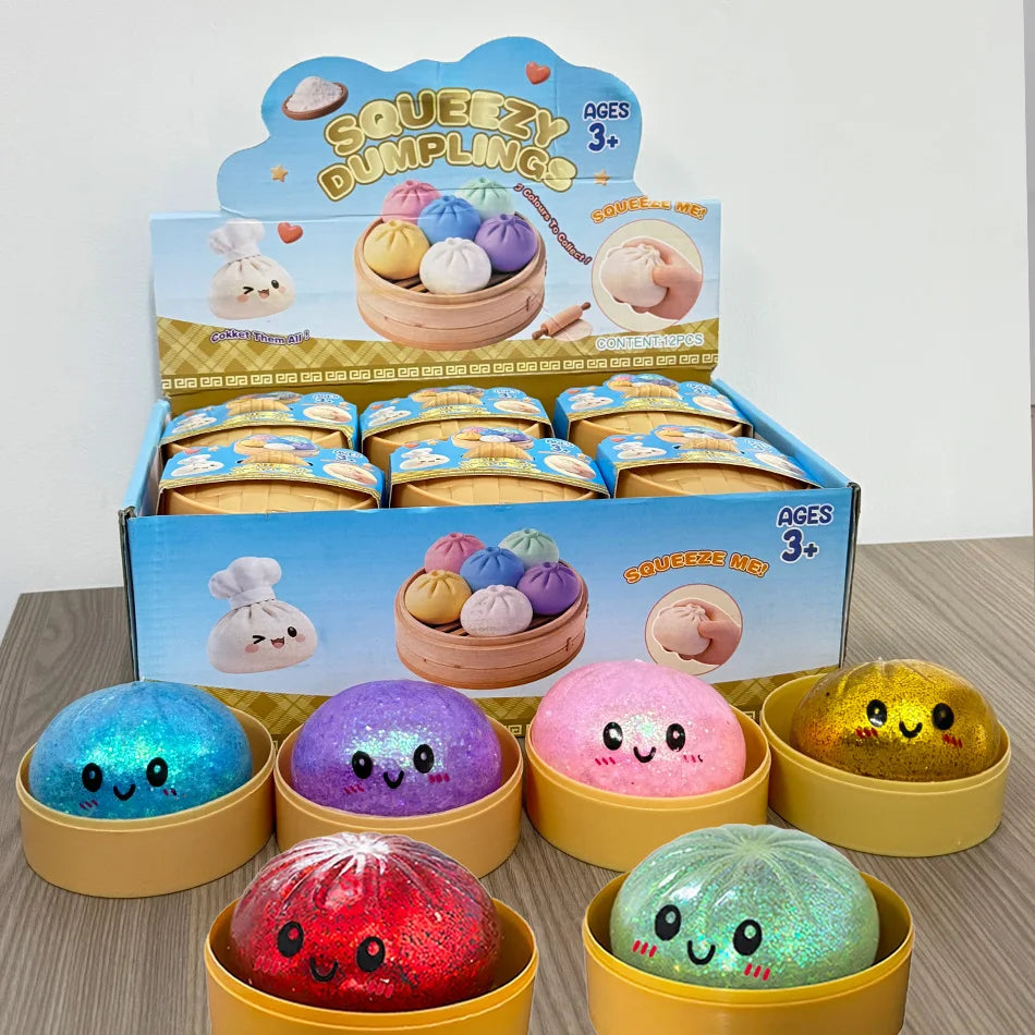 Glitzer-Dumpling Squishy Anti-Stress – Set mit 1 bis 12 Stück