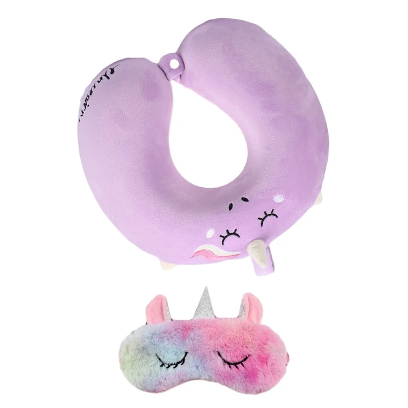 Oreiller avec masque pour les yeux, coussin tête cou, licorne, vol d'affaires, livraison directe