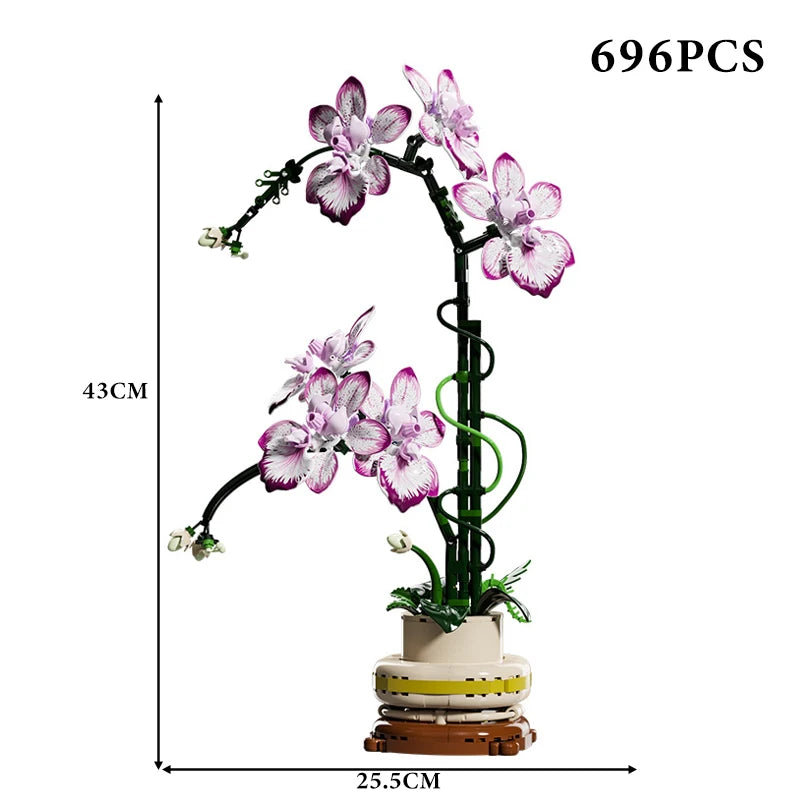 Mon Bubu Kawaii Blocs de Construction Fleurs en Pot compatible Lego - Briques ABS Orchidée Cymbidium 619 à 866 pièces
