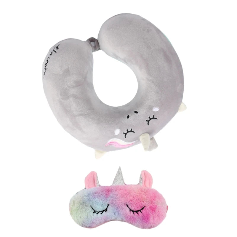 Oreiller avec masque pour les yeux, coussin tête cou, licorne, vol d'affaires, livraison directe