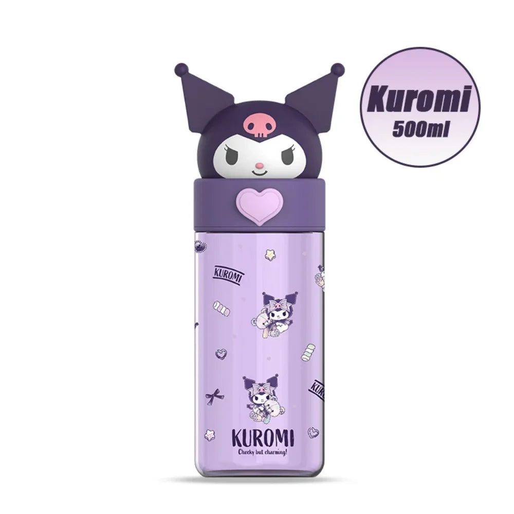 Transparente Kawaii-Trinkflasche 500ml – Hello Kitty & Friends