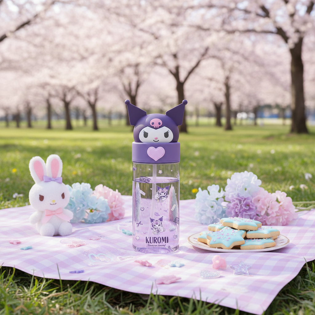 Transparente Kawaii-Trinkflasche 500ml – Hello Kitty & Friends