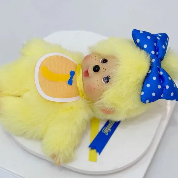 Monchhichi 15cm Bananen-Serie Gelber Plüsch Weiches Plüschtier Schlüsselanhänger Paar Anhänger Taschenzubehör Dekoratives Geschenk Replik