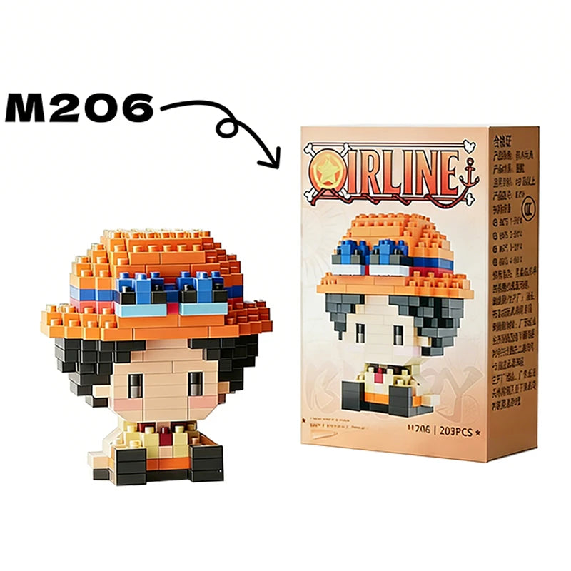 Mon Bubu Kawaii – Micro Bausteine One Piece – Anime-Figuren (Chopper, Zoro, Robin, Buggy)