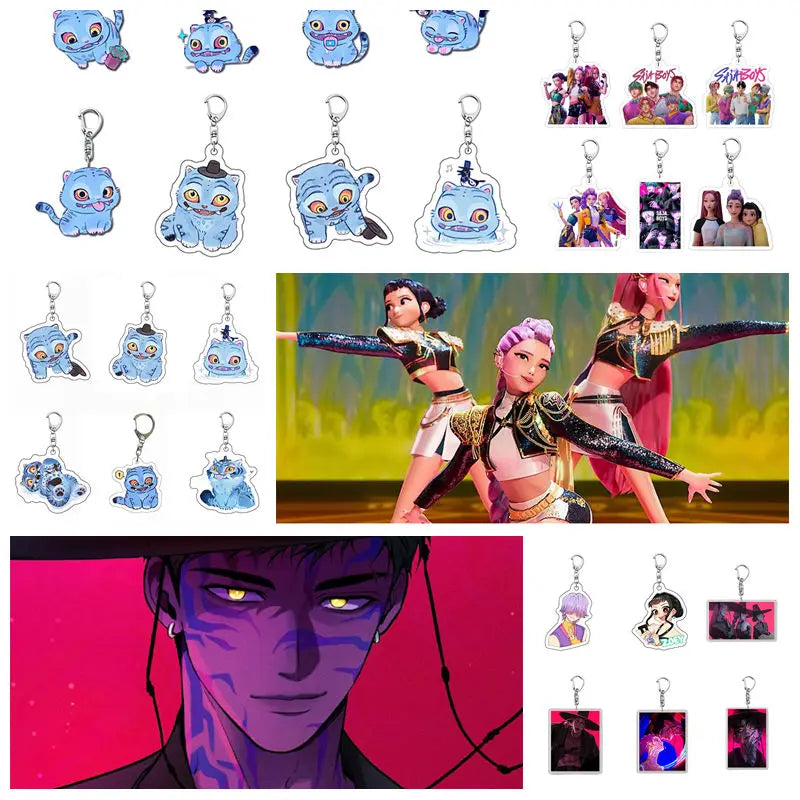 Porte-clés esthétique pour sac Kpop, chasseur de démons, tigre, fournitures de fête, Badge pour Fans, cadeaux de fête