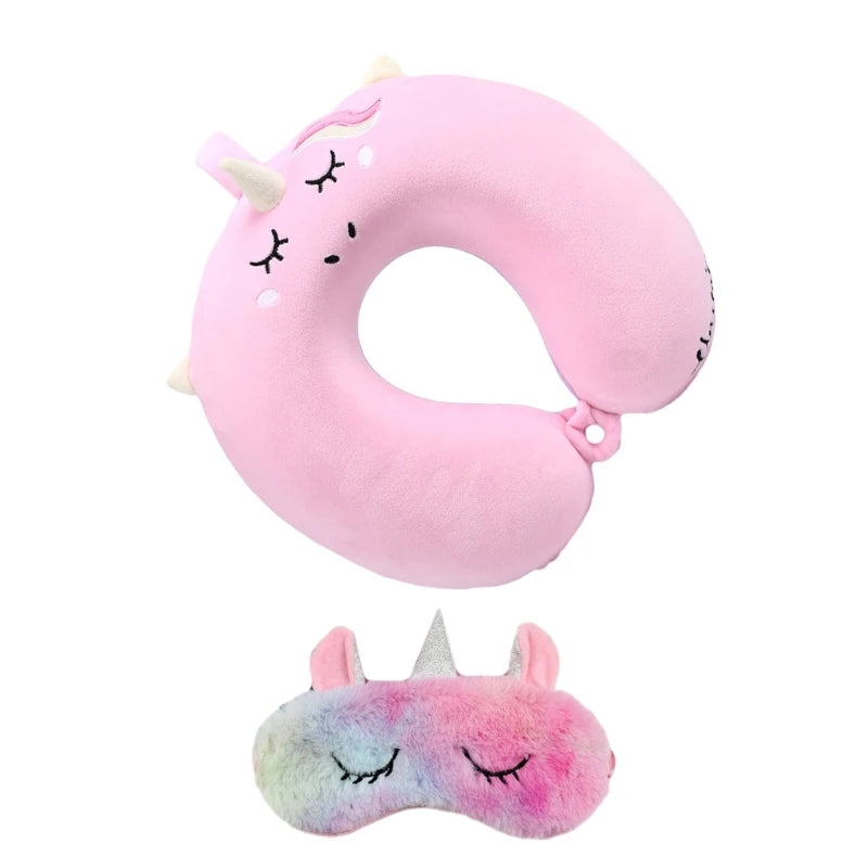 Oreiller avec masque pour les yeux, coussin tête cou, licorne, vol d'affaires, livraison directe