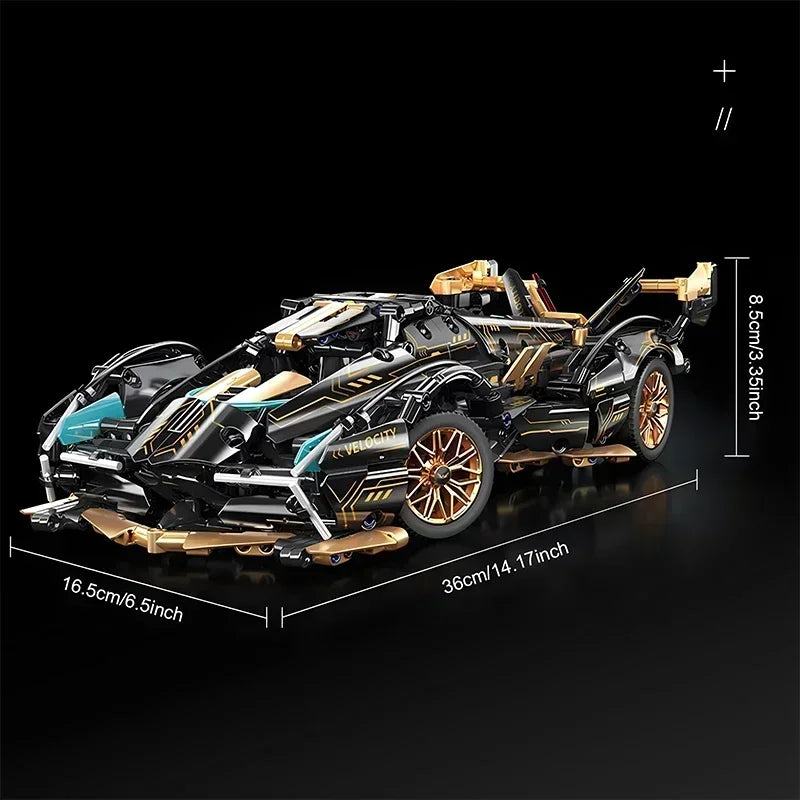 XMWL Roadster RC Tech Racer 1:14 Édition Limitée V12 Noire Briques Auto Bloquantes Collection by Mon Labubu