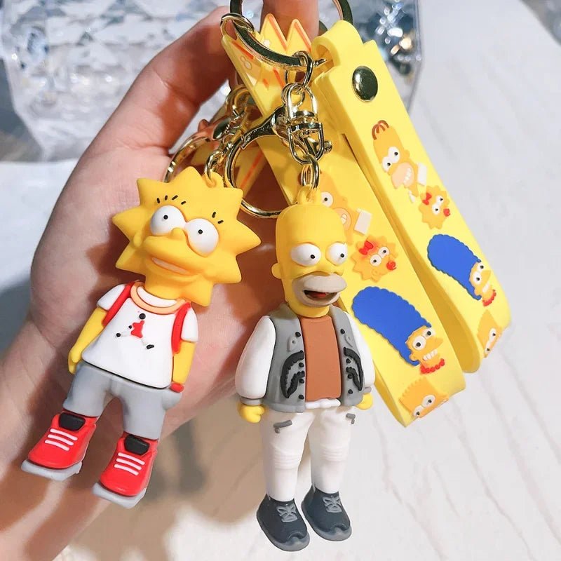 Les Simpsons porte-clés dessin animé figurine porte-clés Kawaii sac pendentif Couples mode voiture porte-clés accessoires enfants jouet cadeaux