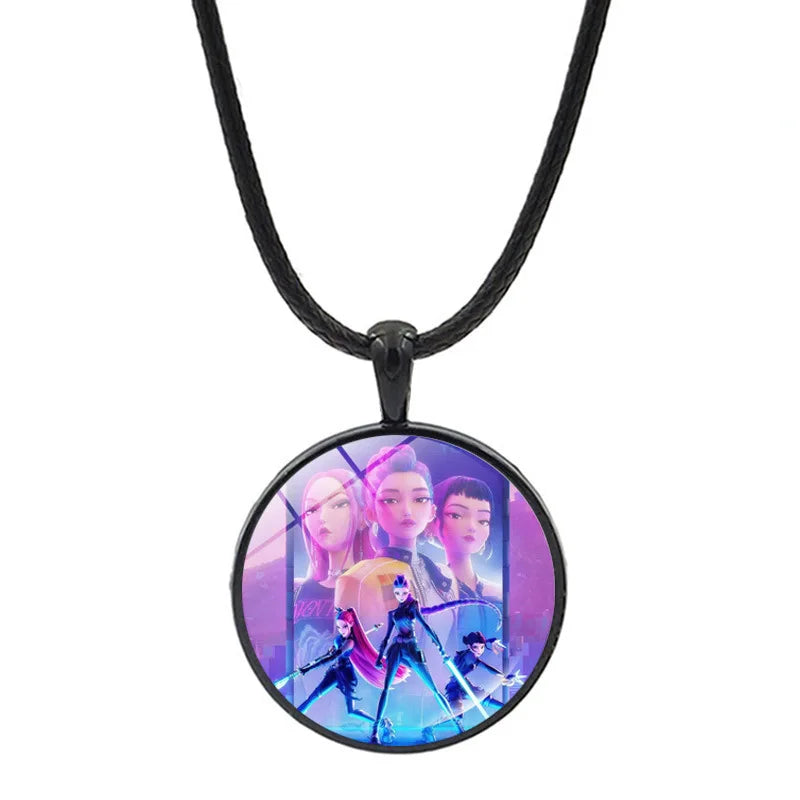 K-Pop-Idol-Anime-Paarkette mit herzförmigem Anhänger „Dämon H“, modische K-Pop-Idol-Halskette, Schmuck, Geschenkidee für Paare, Zeit-Edelstein-Halskette
