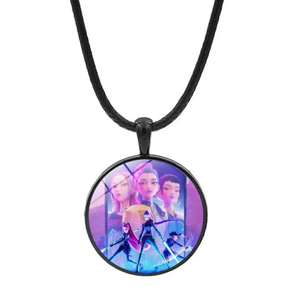 K-Pop-Idol-Anime-Paarkette mit herzförmigem Anhänger „Dämon H“, modische K-Pop-Idol-Halskette, Schmuck, Geschenkidee für Paare, Zeit-Edelstein-Halskette