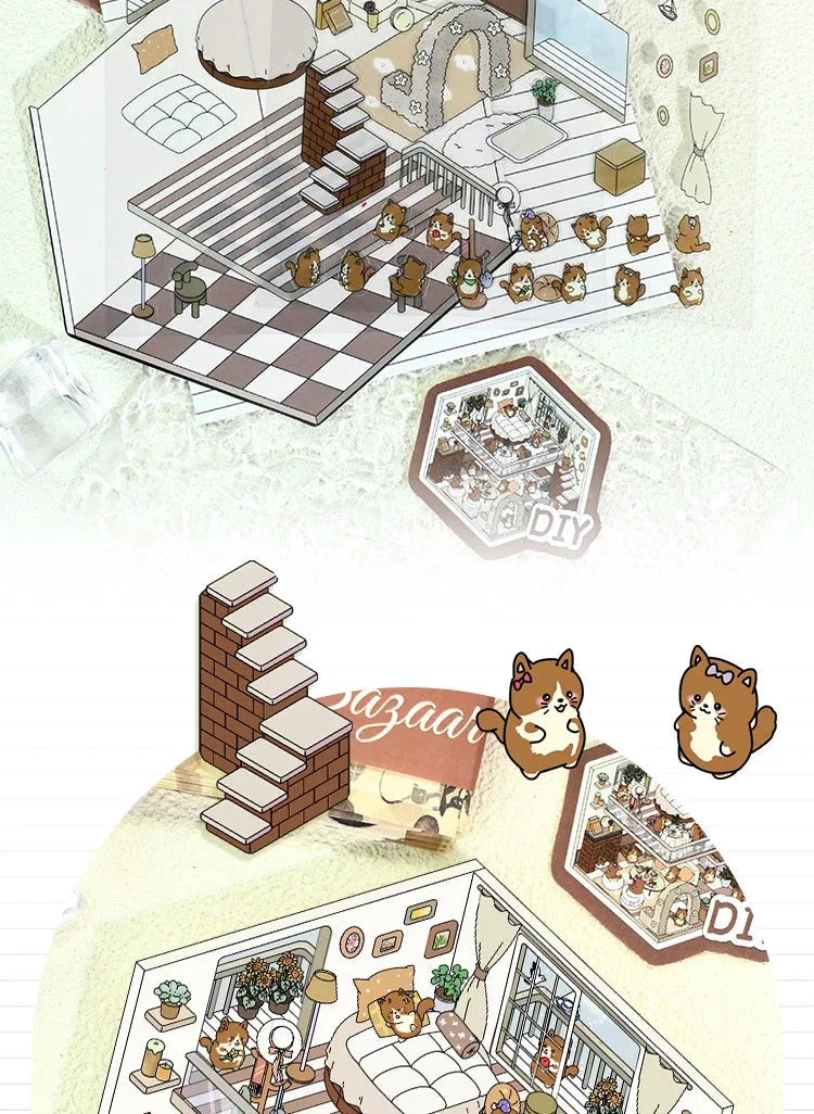 Autocollants d'aménagement paysager 3D Kawaii, scène Miniature de dessin animé, empilage visuel, autocollants tridimensionnels, cadeau de noël pour enfants