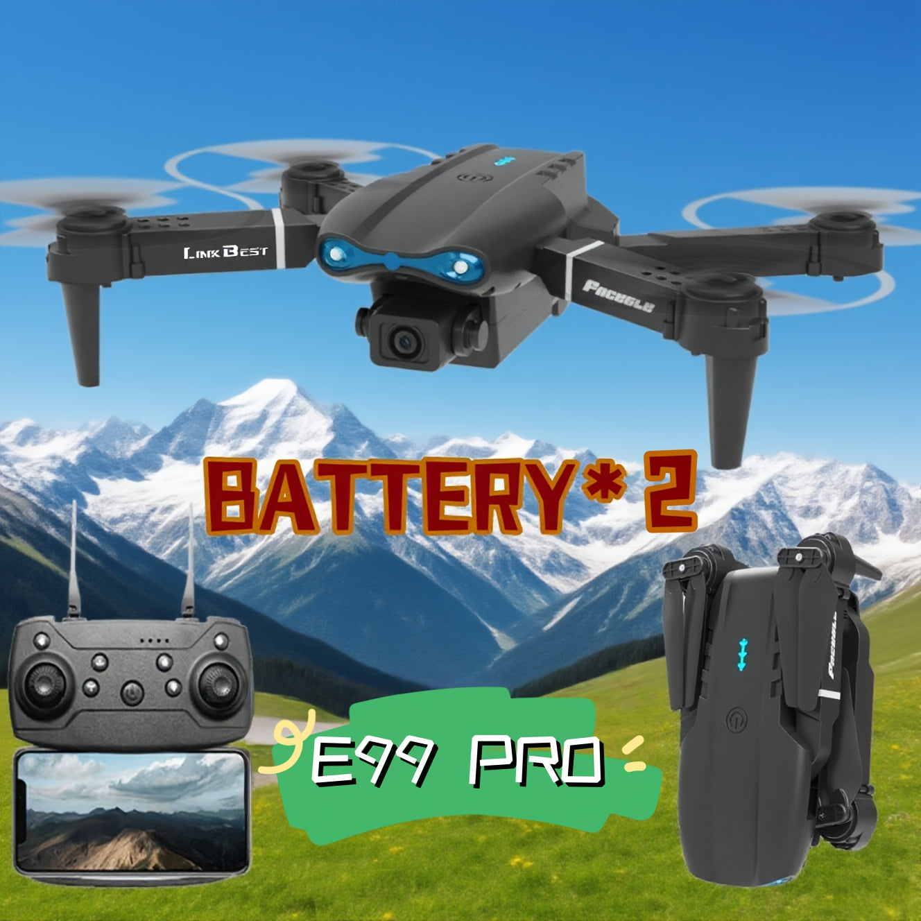 SkyE99 Pro – Drone Pliable Intelligent à Double Caméra HD