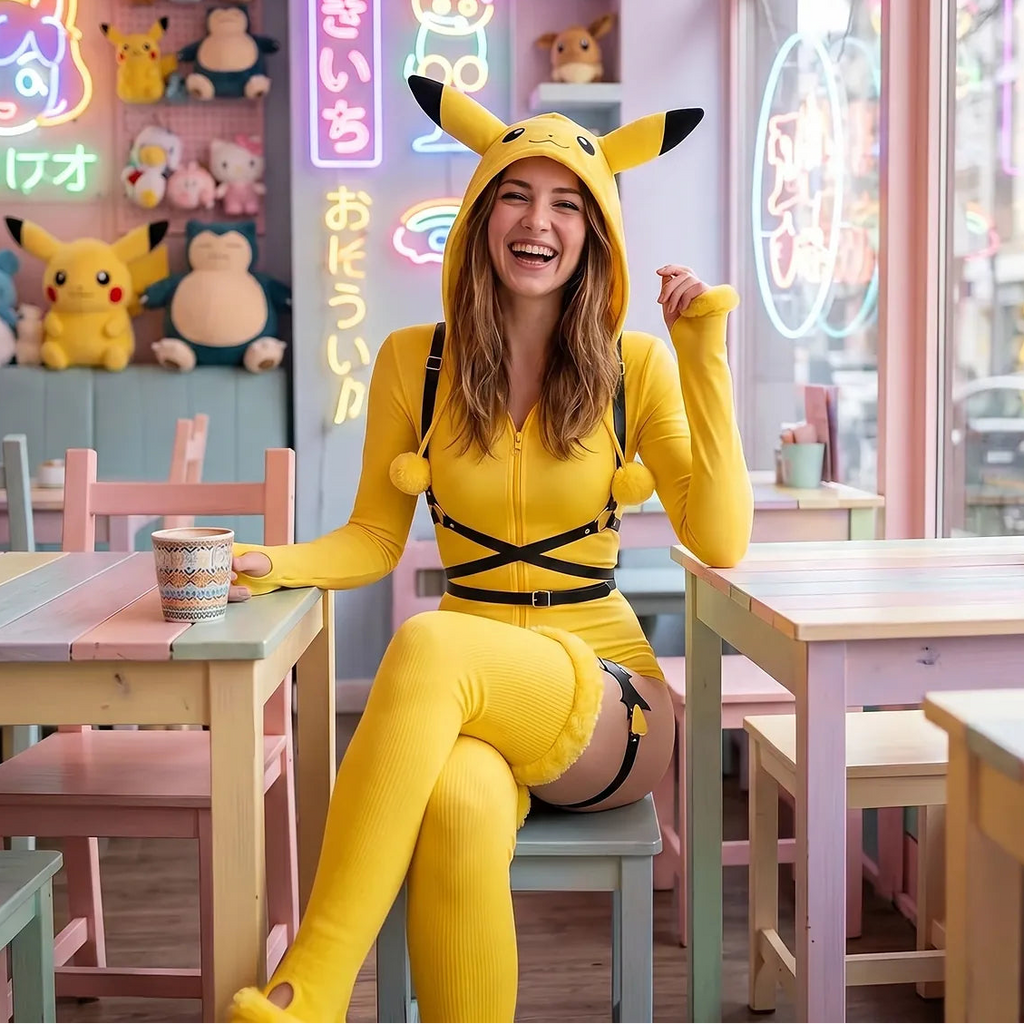 Mon Bubu Kawaii – Yellow Mouse Cosplay – Kawaii Plüsch-Jumpsuit
