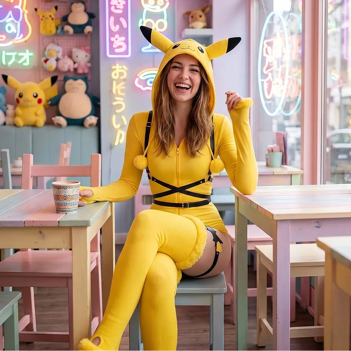 Mon Bubu Kawaii – Yellow Mouse Cosplay – Kawaii Plüsch-Jumpsuit